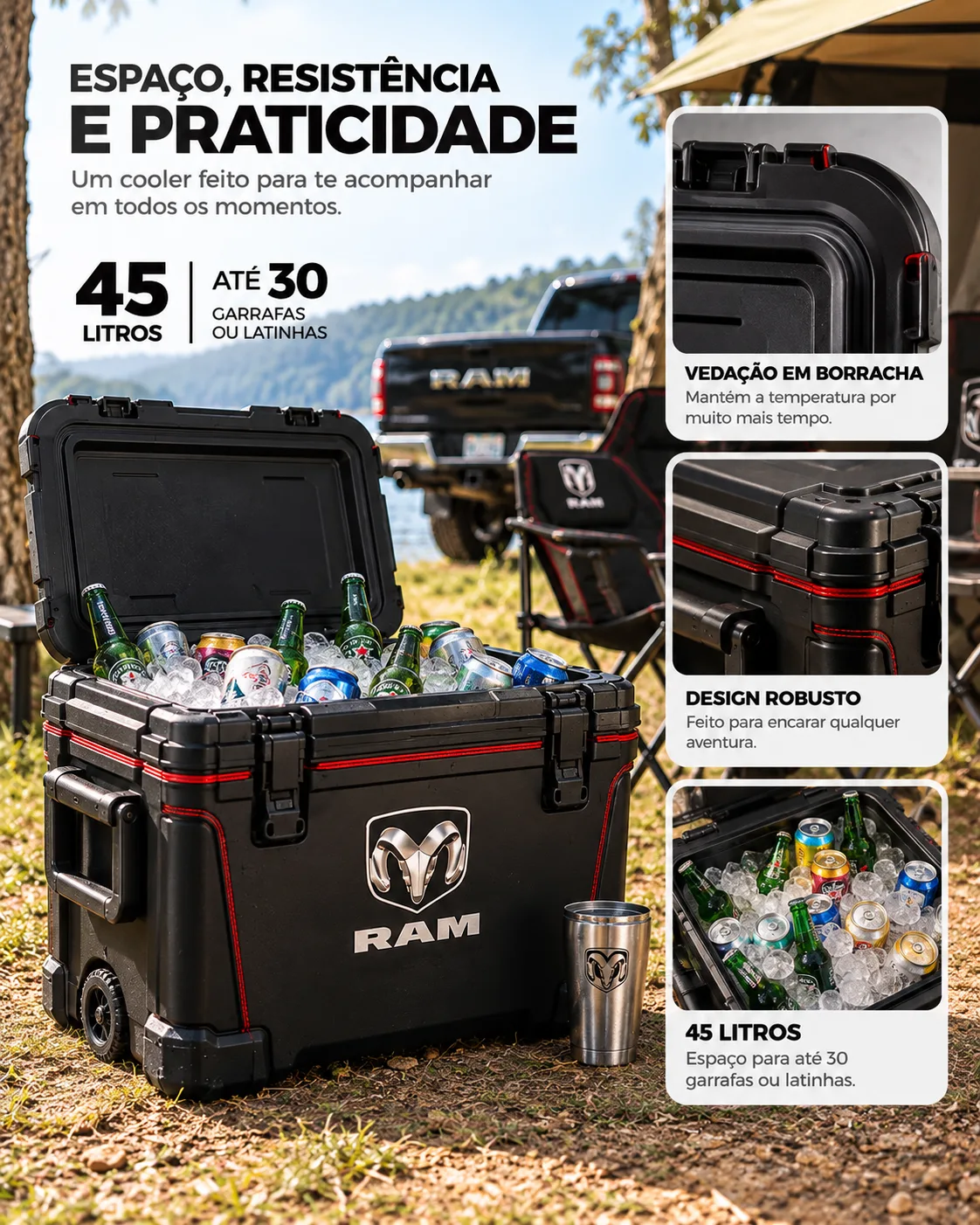 PitStop - Kit Premium Cadeira + Cooler com Copo Térmico