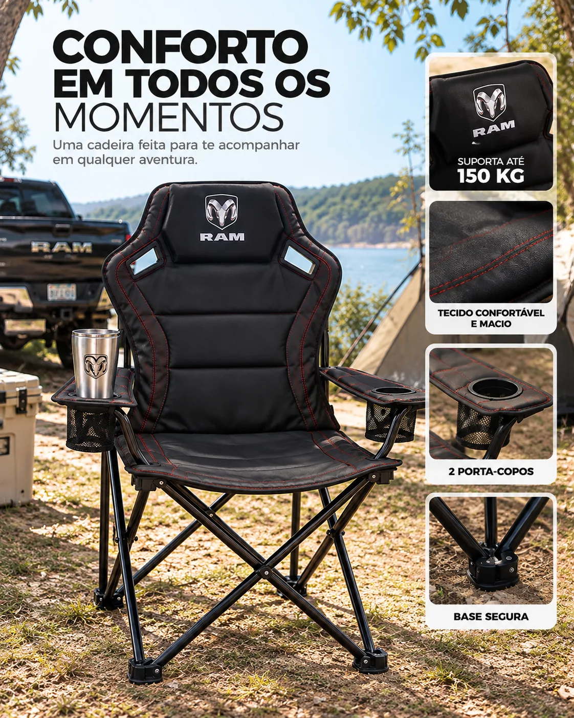 PitStop - Kit Premium Cadeira + Cooler com Copo Térmico